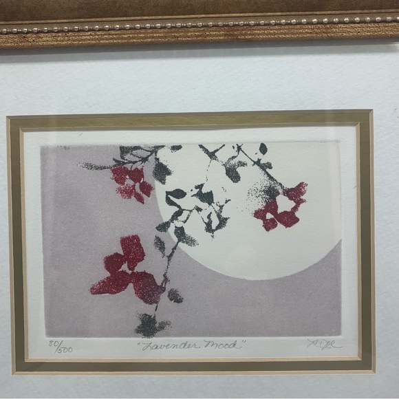 Vintage Asian Themed Framed, Signed, Numbered Print “Lavender Mood” - Picture 3 of 10